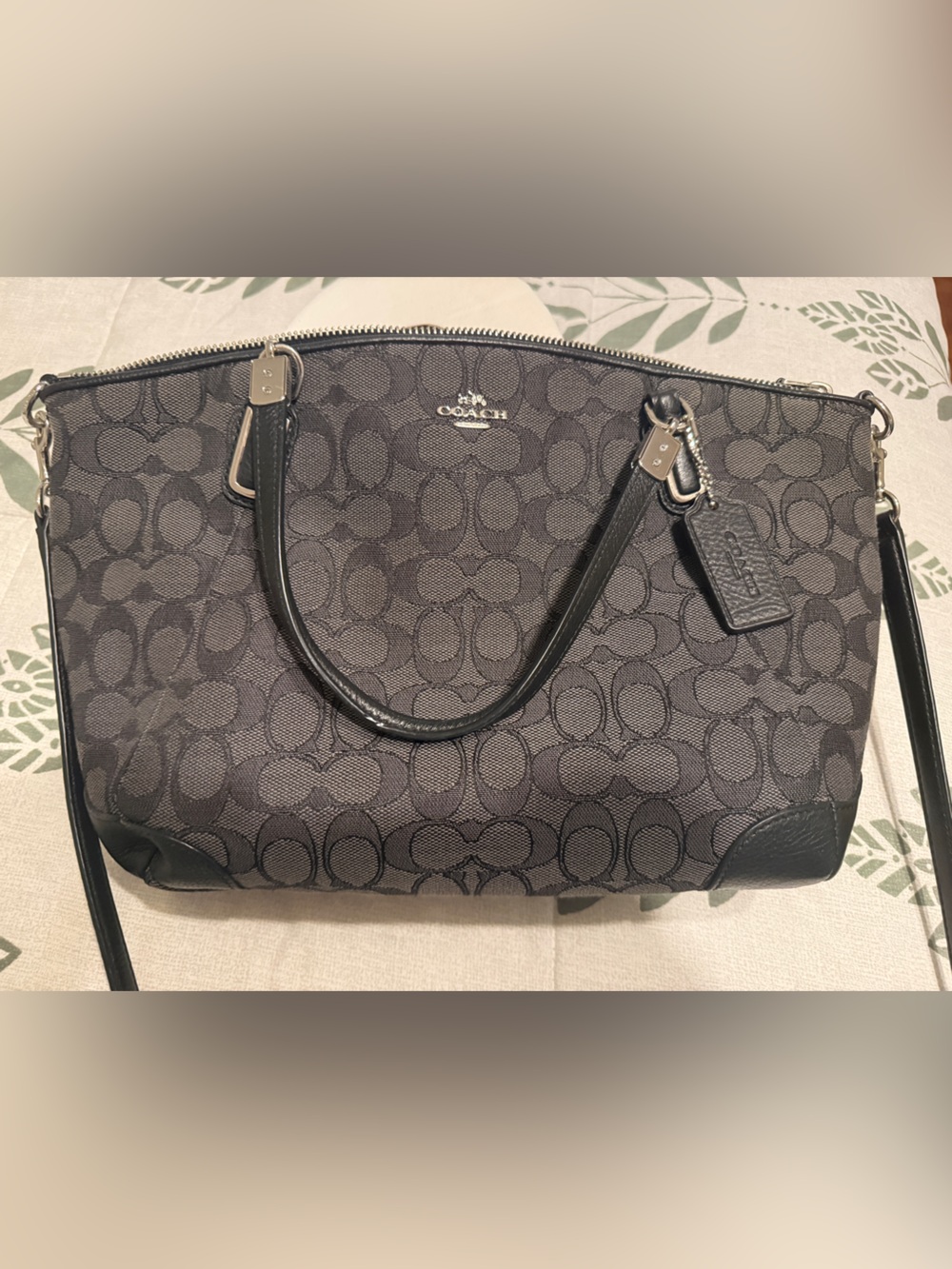 Coach Black and Gray Logo Satchel
